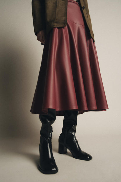 ZW COLLECTION Leather Effect Midi Skirt