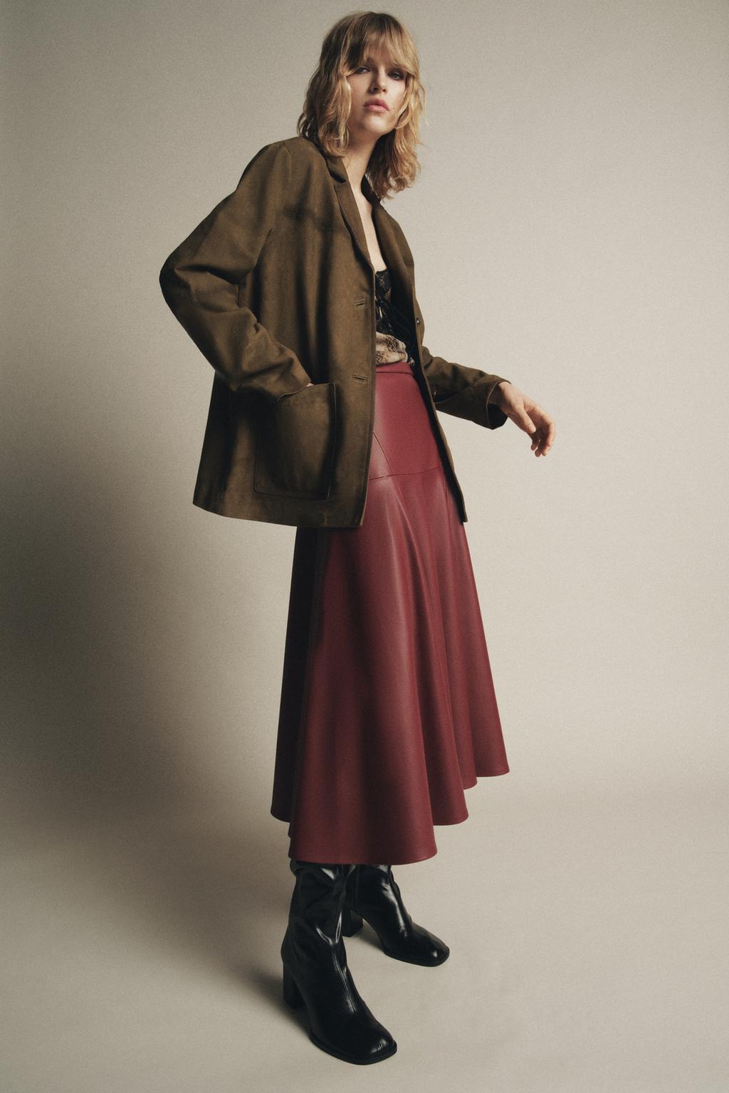 ZW COLLECTION Leather Effect Midi Skirt