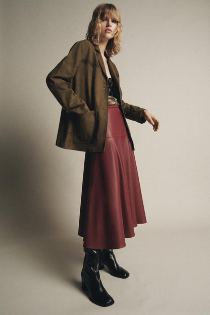 ZW COLLECTION Leather Effect Midi Skirt