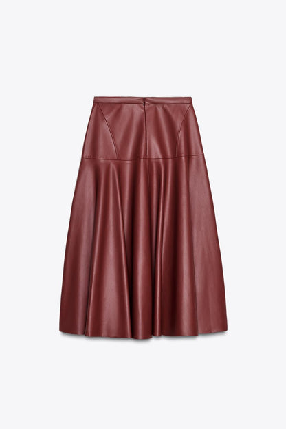 ZW COLLECTION Leather Effect Midi Skirt