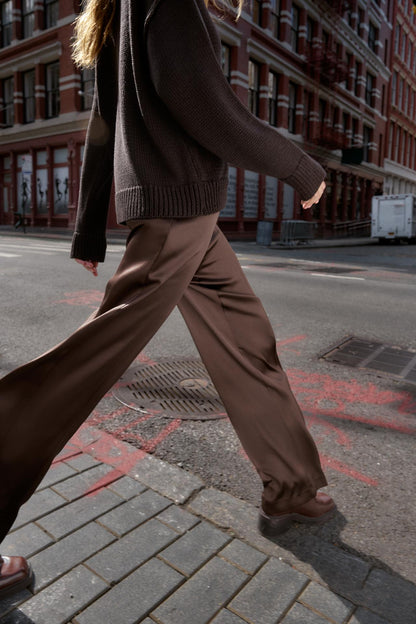 Satin Straight-Leg Trousers