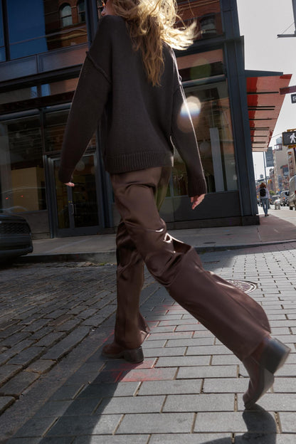 Satin Straight-Leg Trousers