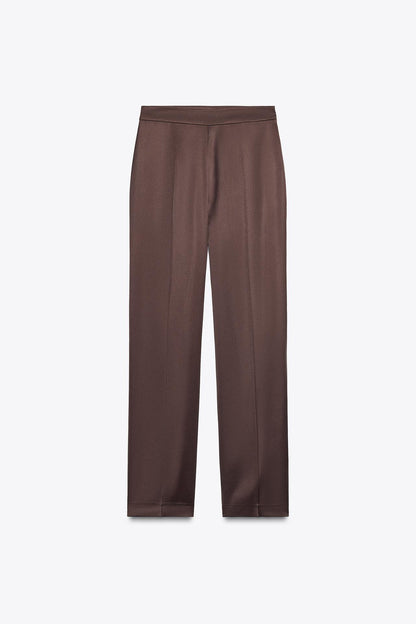 Satin Straight-Leg Trousers