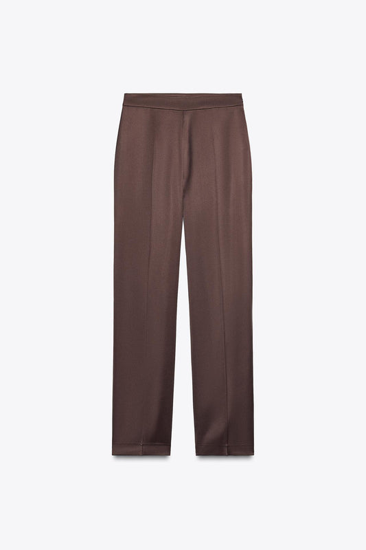 Satin Straight-Leg Trousers