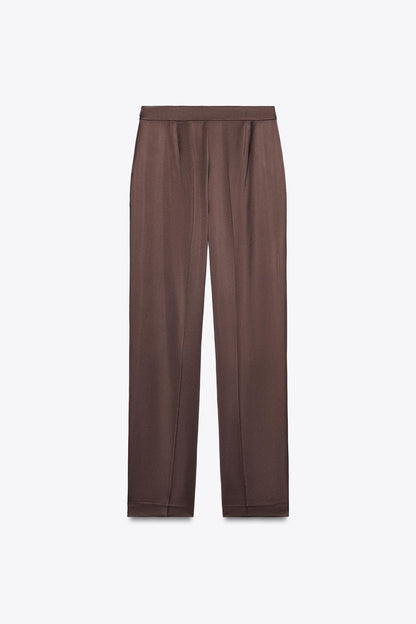 Satin Straight-Leg Trousers