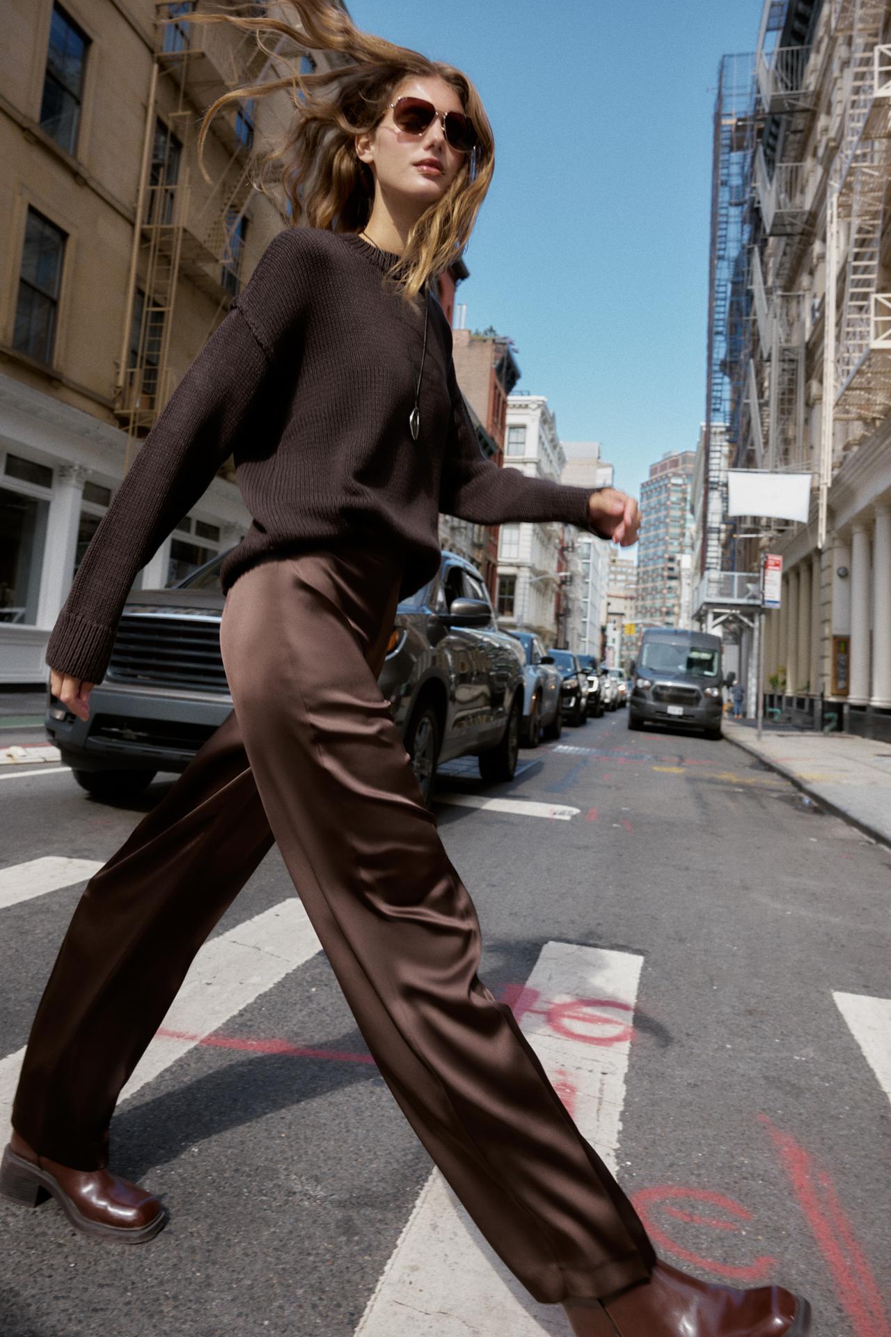 Satin Straight-Leg Trousers