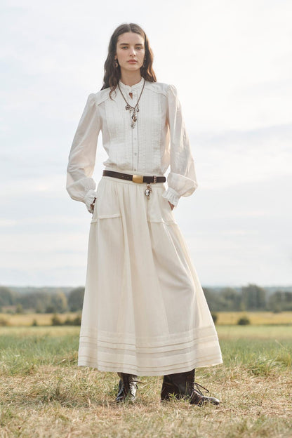 Limited Edition Lace Trim Wool Skirt