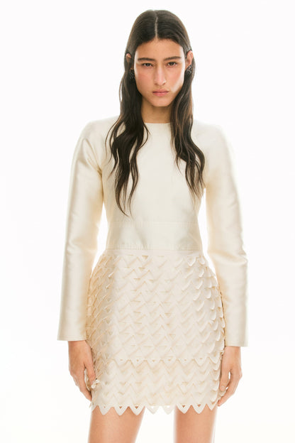 Perforated-skirt dress