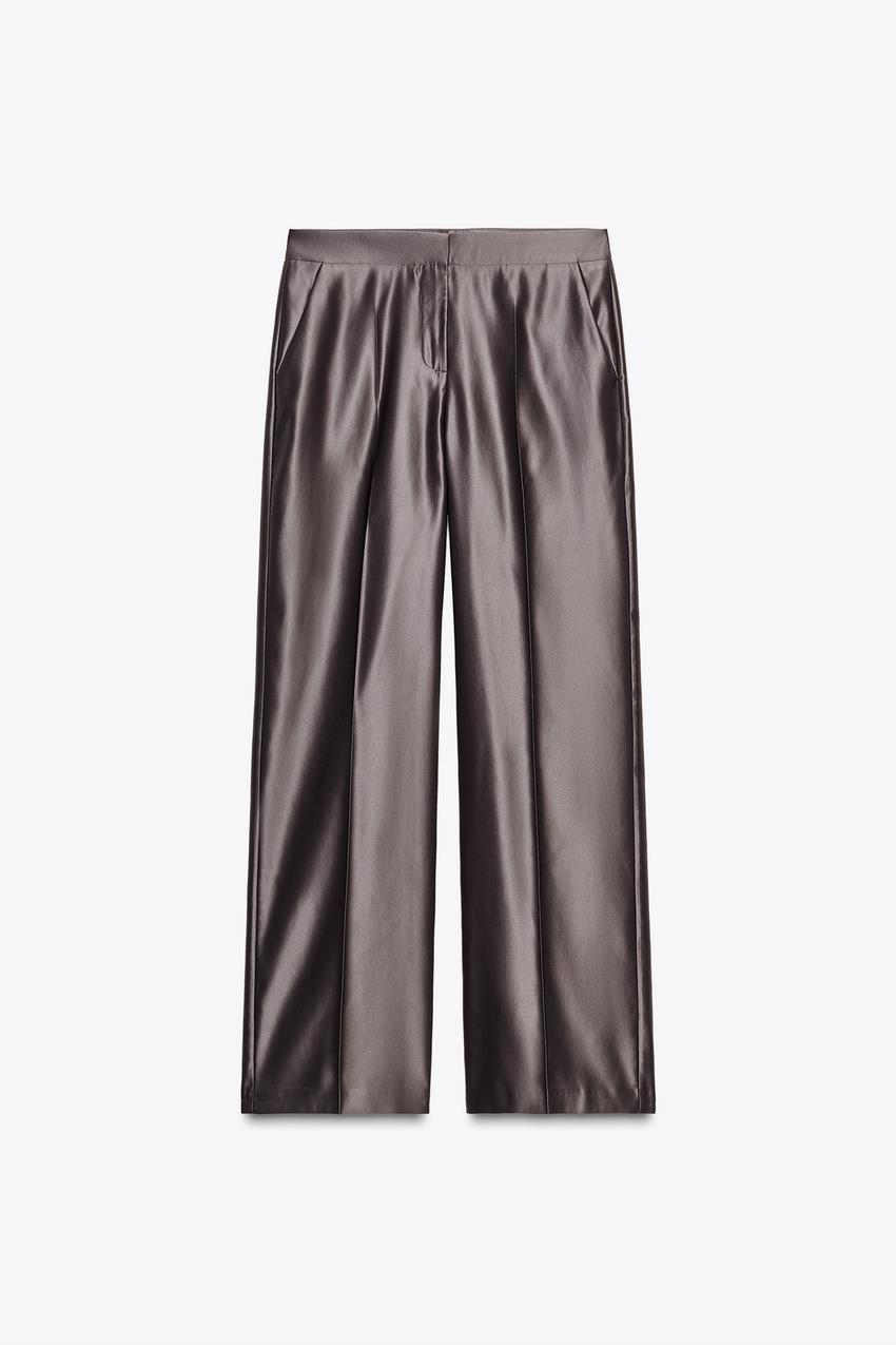 Satin Straight-Leg Trousers