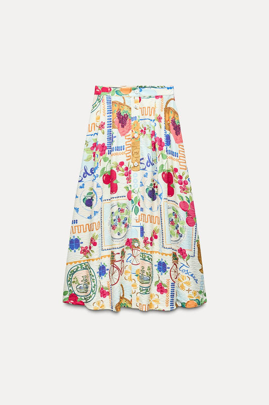 Printed Cape Skirt