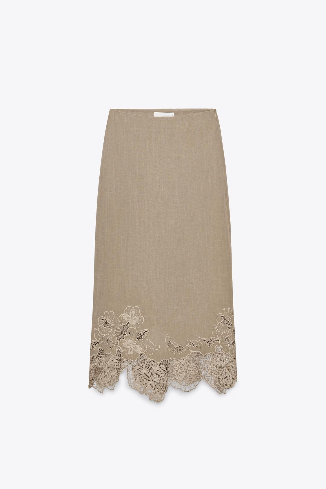 Embroidered Midi Lingerie Skirt