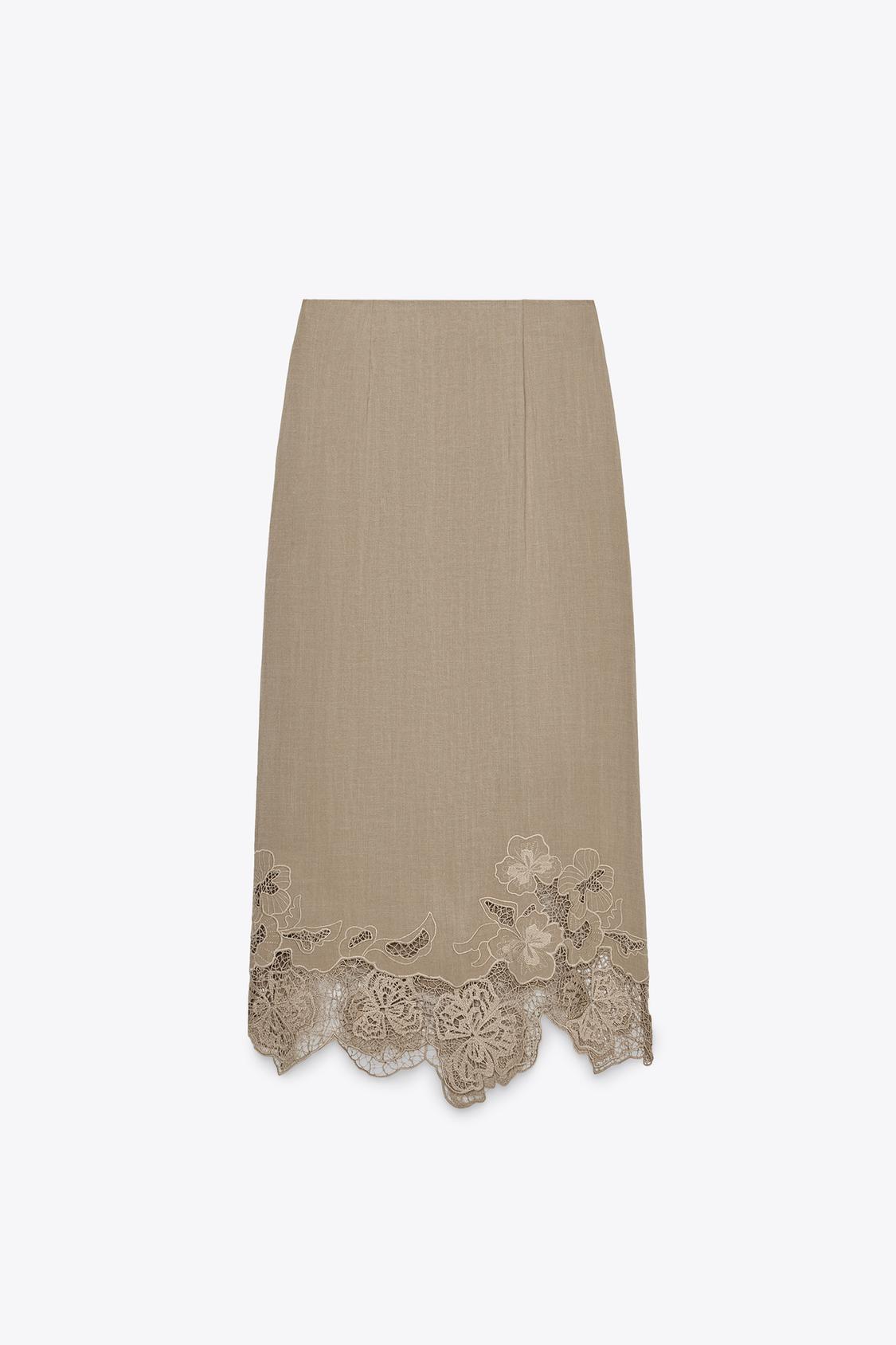 Embroidered Midi Lingerie Skirt
