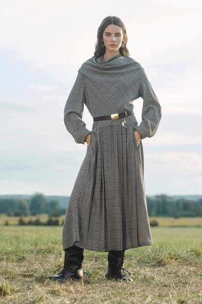 Limited Edition Checked Dress With Box Pleats