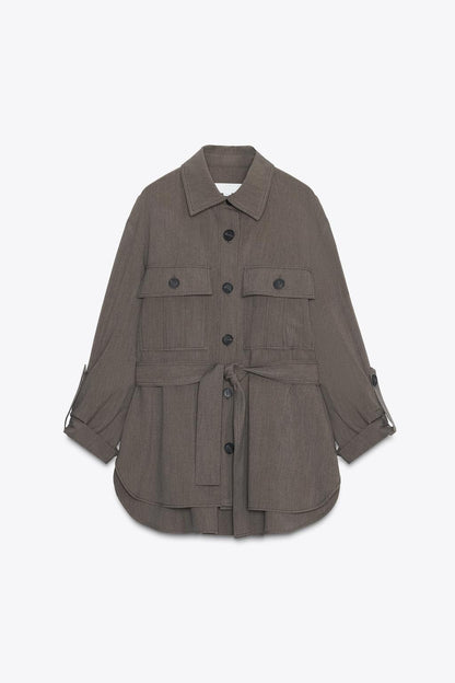 Roll-Up Sleeve Shirt With Belt