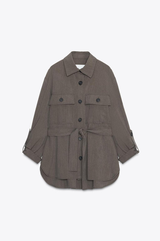 Roll-Up Sleeve Shirt With Belt