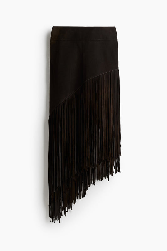 Fringed suede skirt