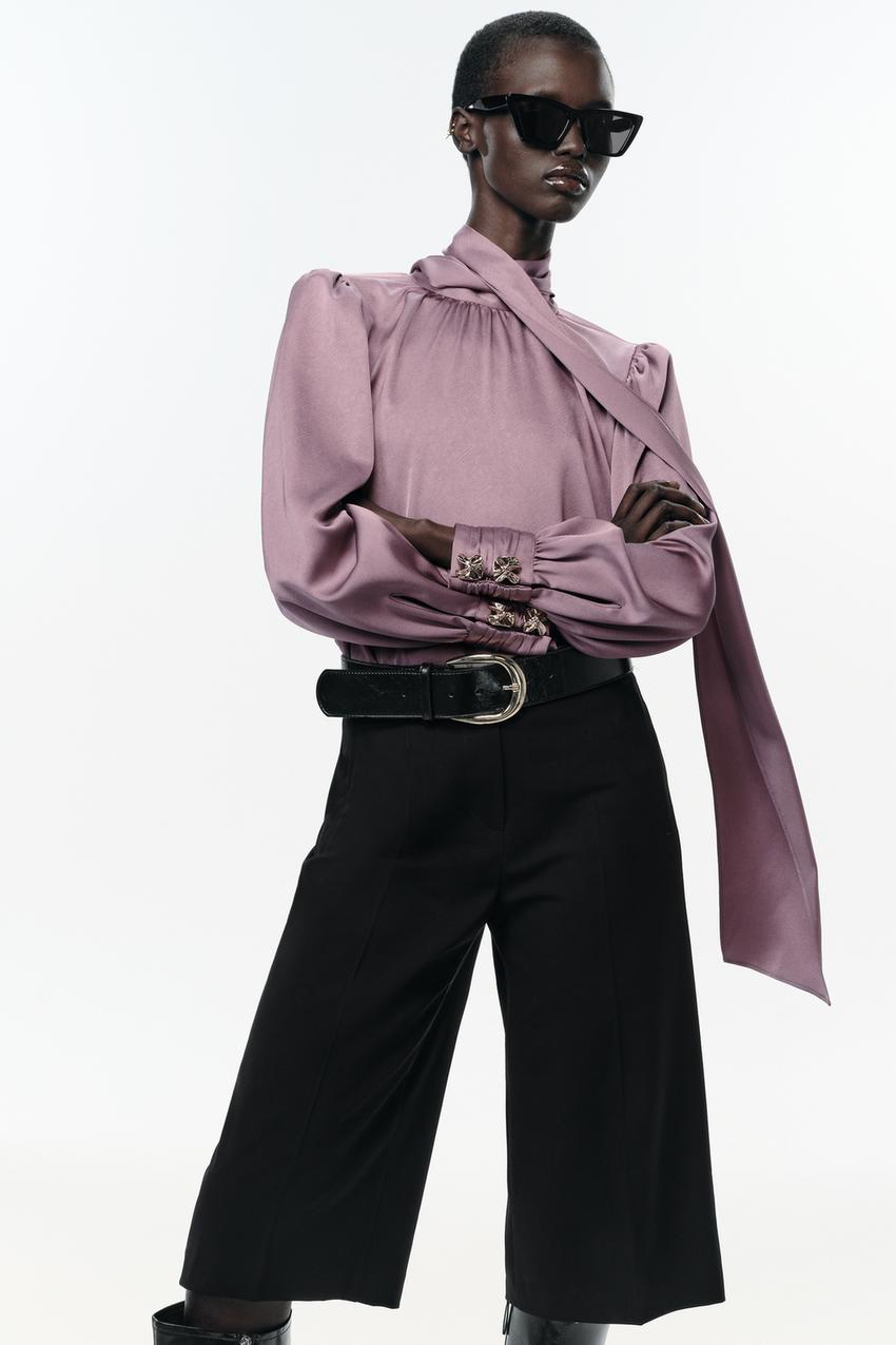 Satin Shirt With Bow