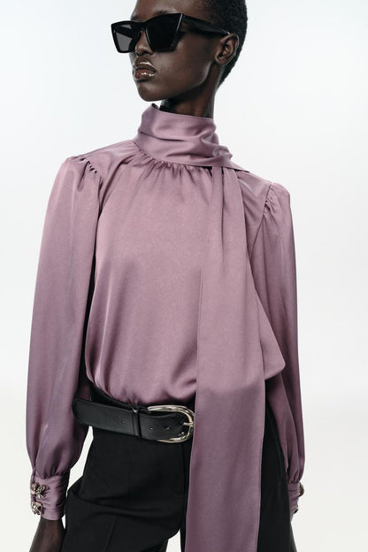 Satin Shirt With Bow