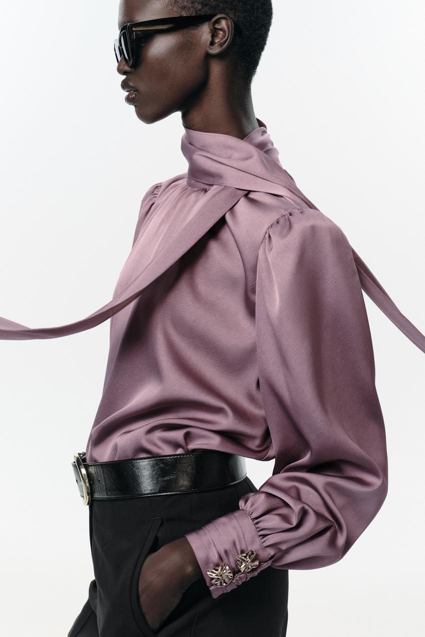 Satin Shirt With Bow