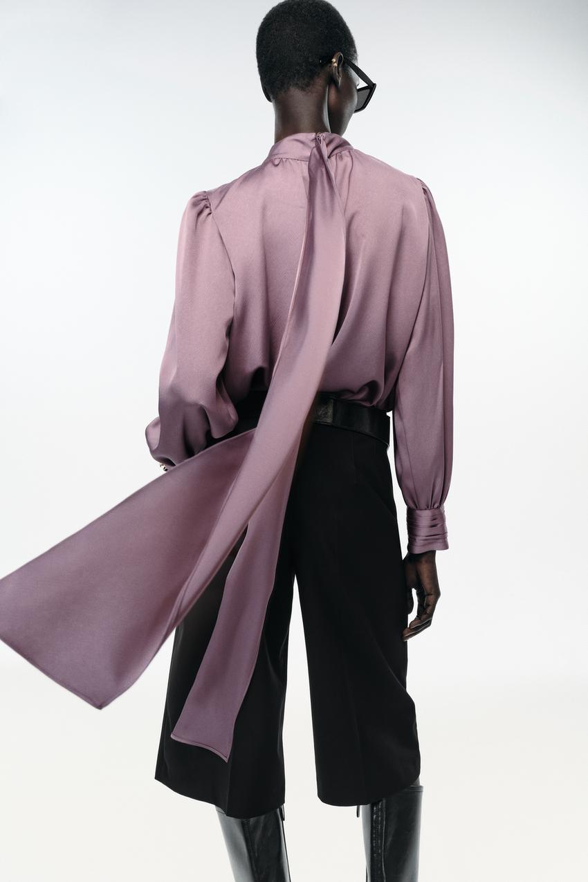 Satin Shirt With Bow