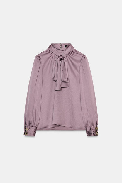 Satin Shirt With Bow