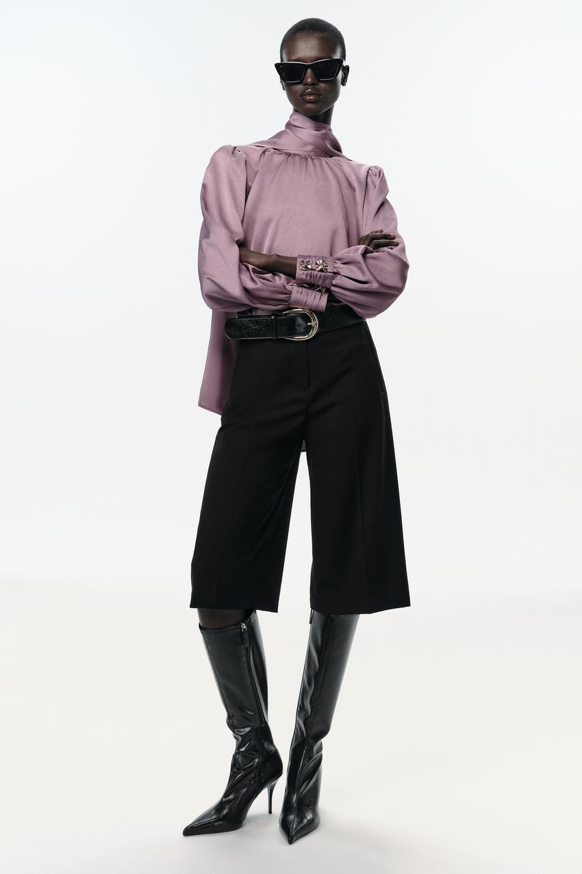 Satin Shirt With Bow