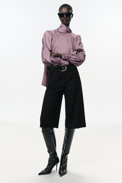 Satin Shirt With Bow