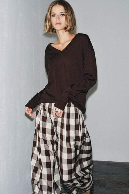 Zw Collection Gingham Check Trousers