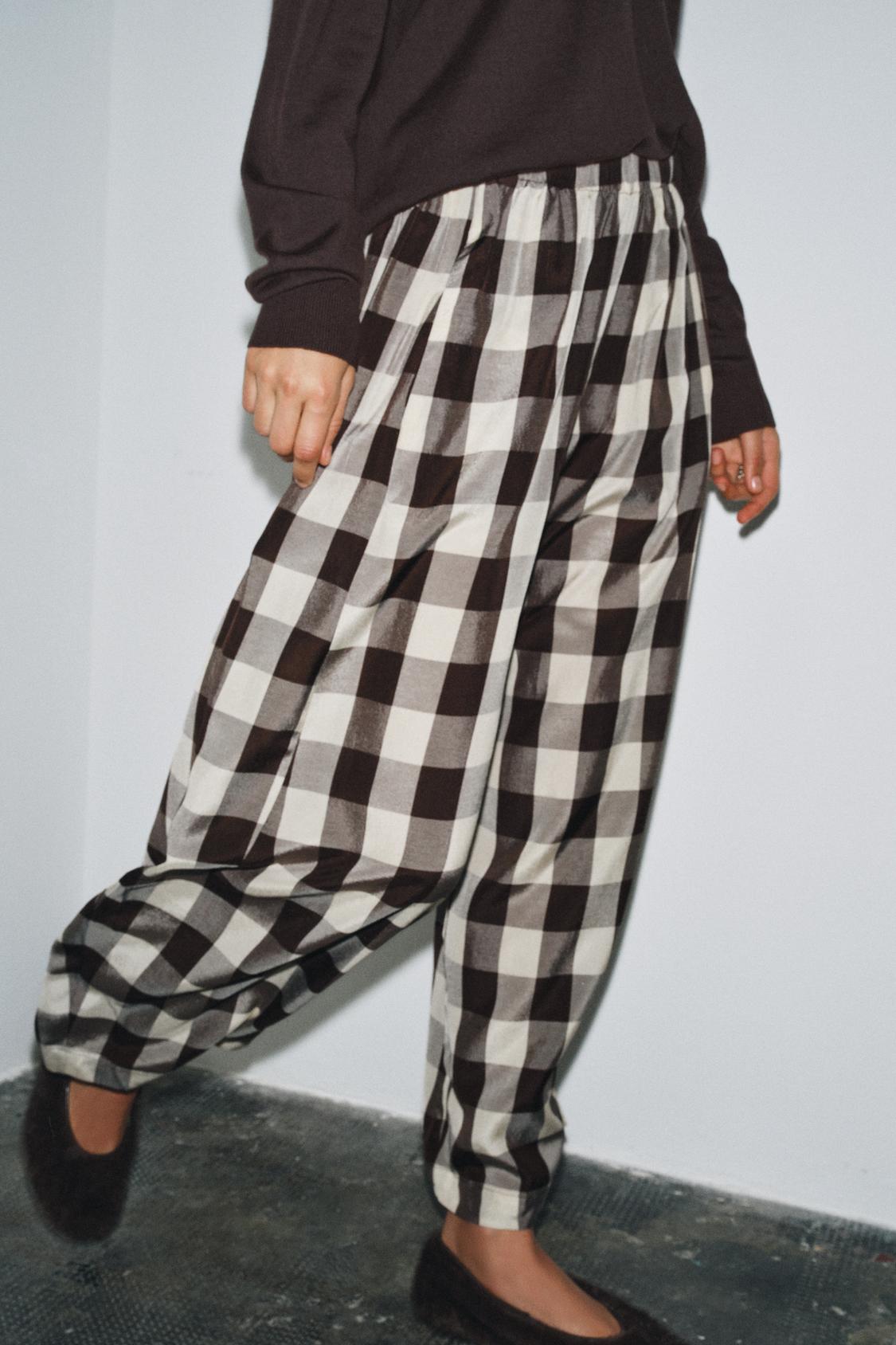 Zw Collection Gingham Check Trousers