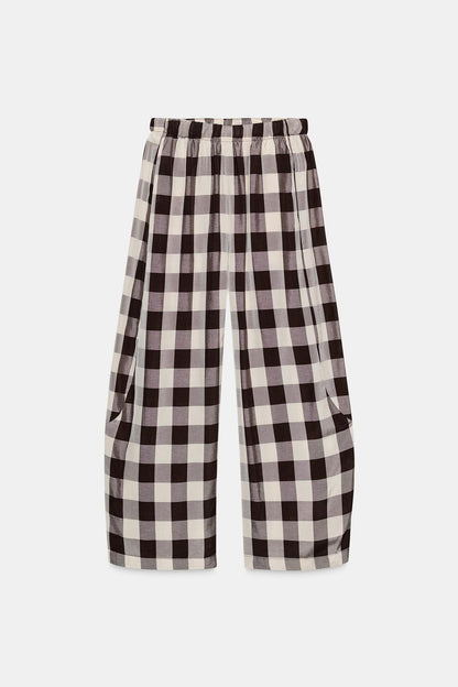 Zw Collection Gingham Check Trousers