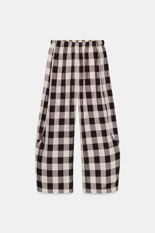 Zw Collection Gingham Check Trousers