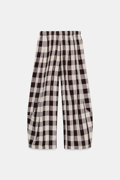 Zw Collection Gingham Check Trousers
