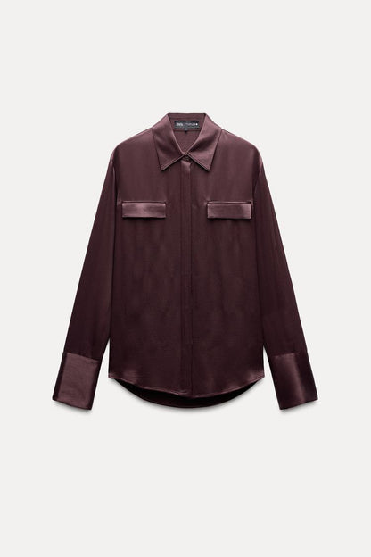 ZW Collection satin shirt with pockets