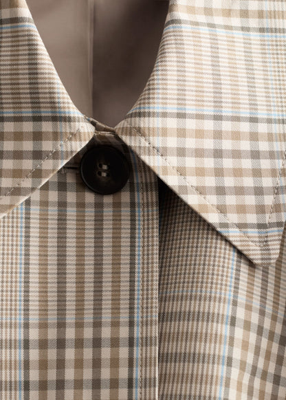Checked Buckle-Belt Trench Coat