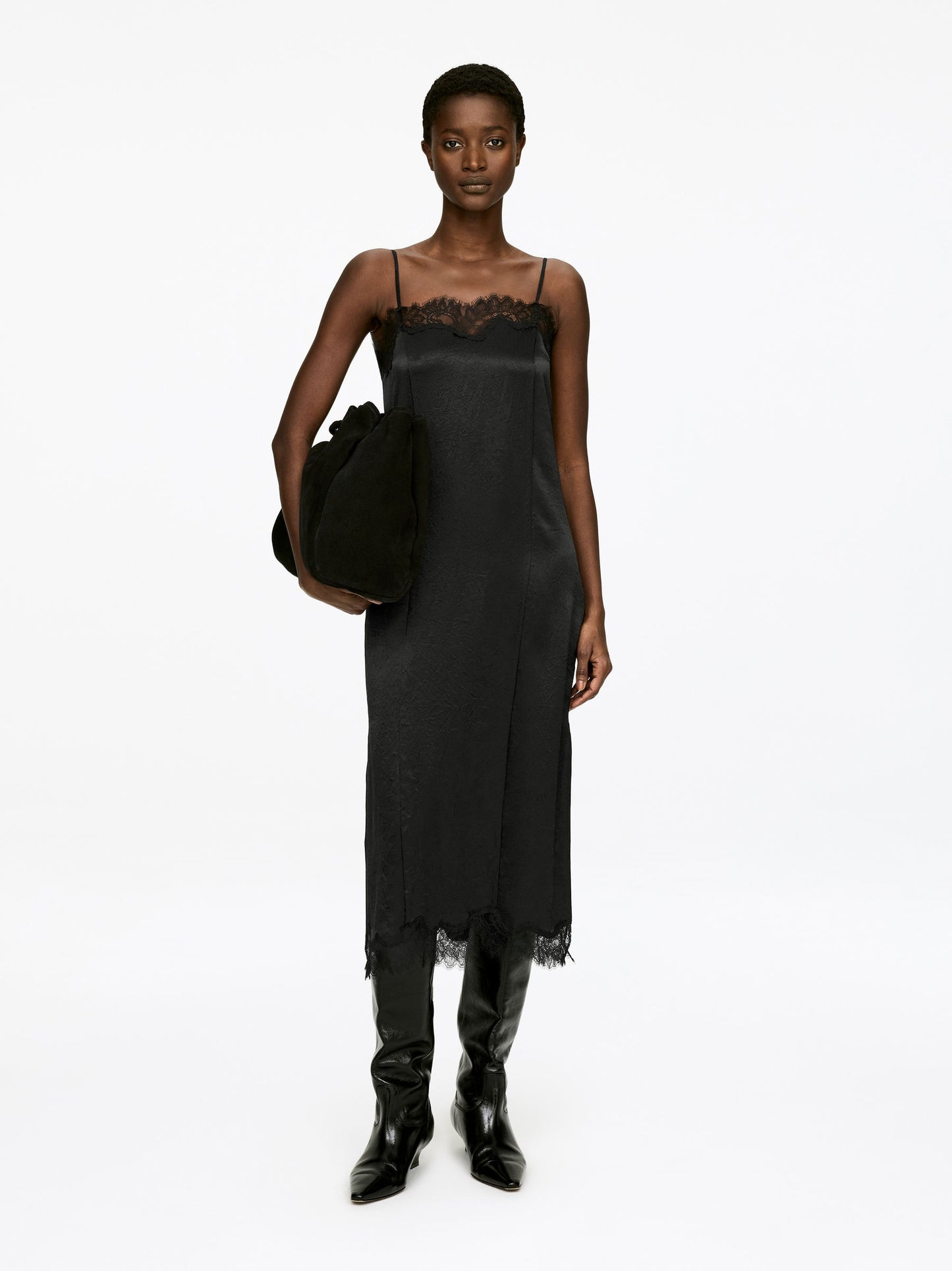 Lace-Trimmed Slip Dress