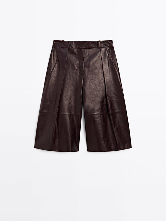 Nappa leather Bermuda shorts with darts
