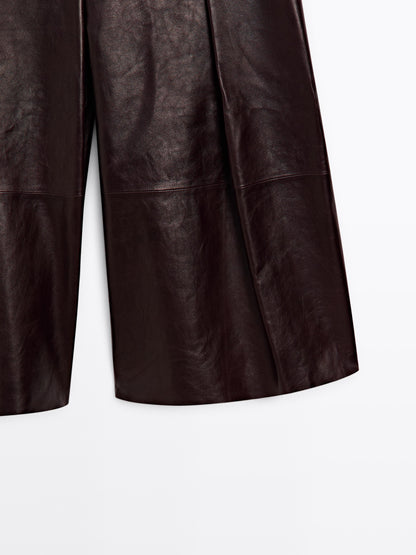 Nappa leather Bermuda shorts with darts