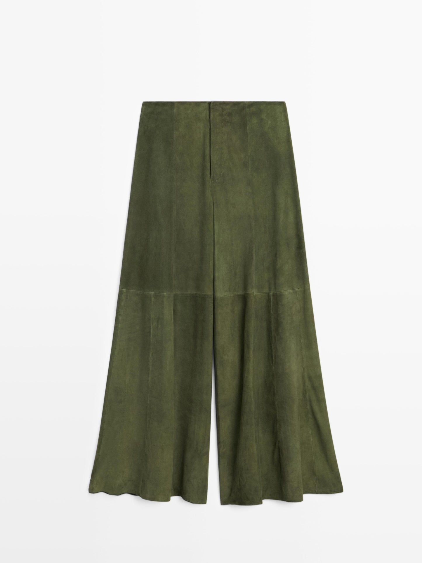 Suede leather wide-leg trousers