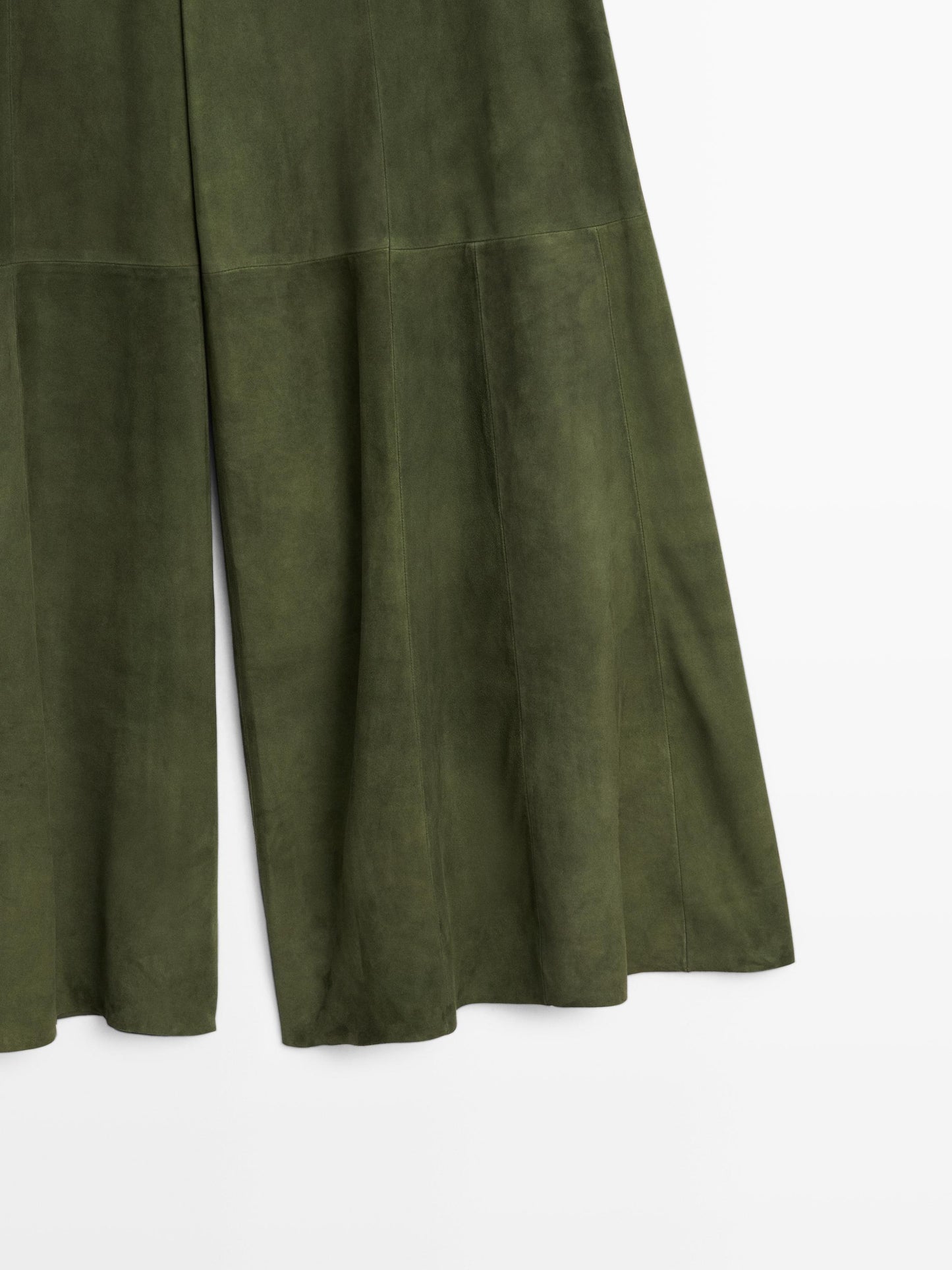 Suede leather wide-leg trousers