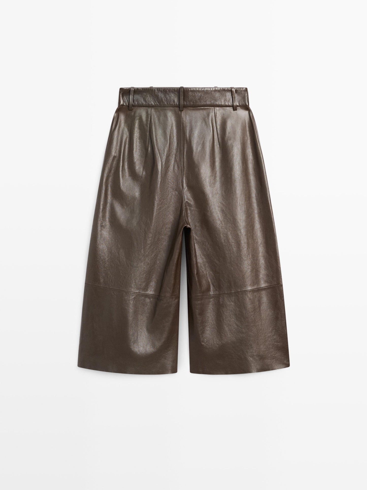 Long nappa leather Bermuda shorts with darts