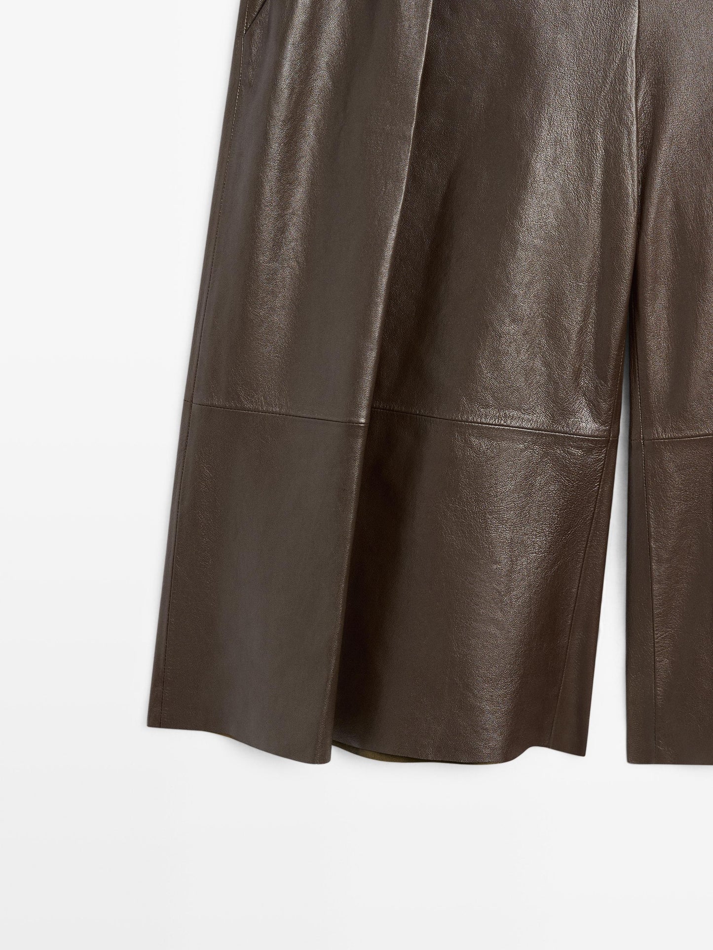 Long nappa leather Bermuda shorts with darts