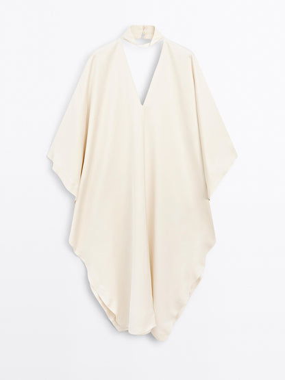 Long satin tunic dress