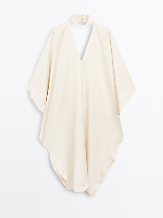 Long satin tunic dress