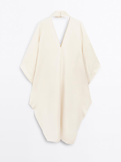 Long satin tunic dress