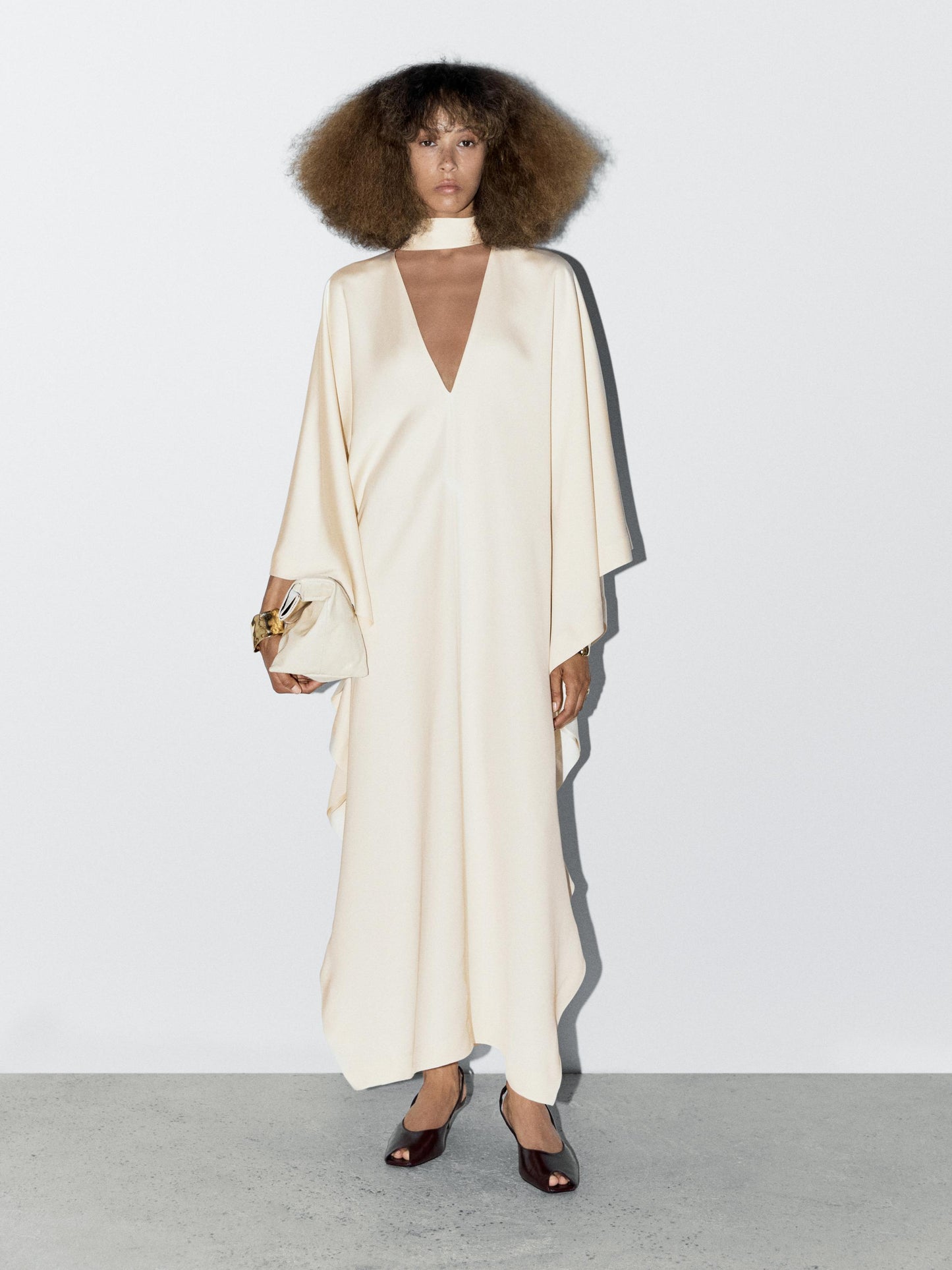 Long satin tunic dress