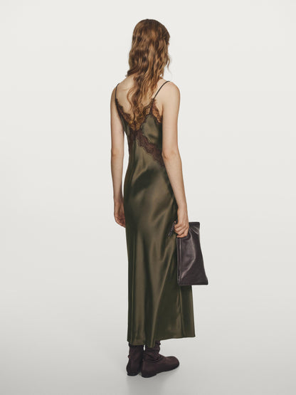 100% silk long slip dress