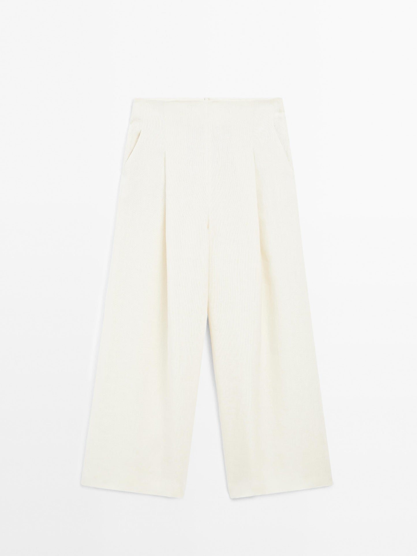100% linen wide-leg trousers