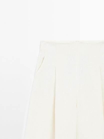 100% linen wide-leg trousers