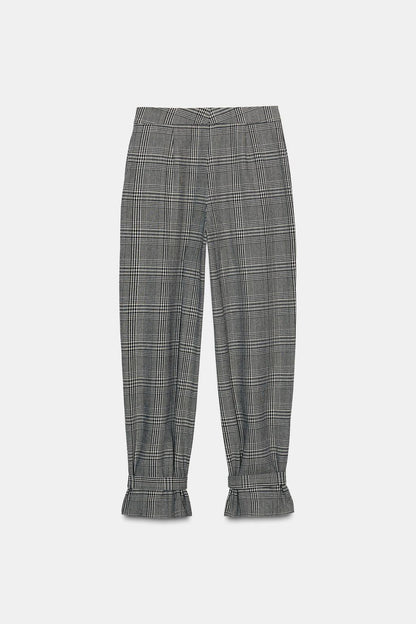 Houndstooth Trousers With Tie Hem