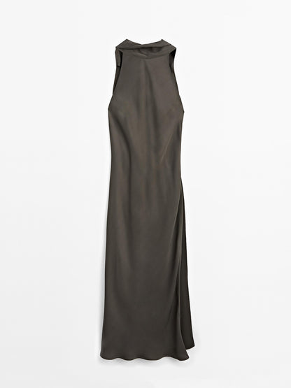 Halter neck dress with tie detail